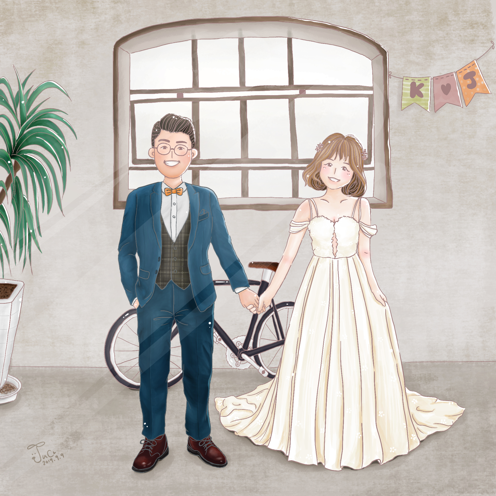 Ken & Julia 婚禮插畫